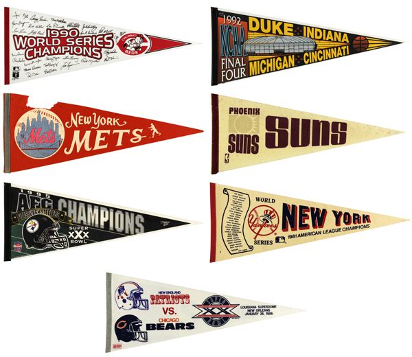 1970s-81 Collection of Baseball and Football Full Size Pennants 