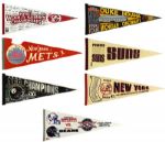 1970s-81 Collection of Baseball and Football Full Size Pennants 