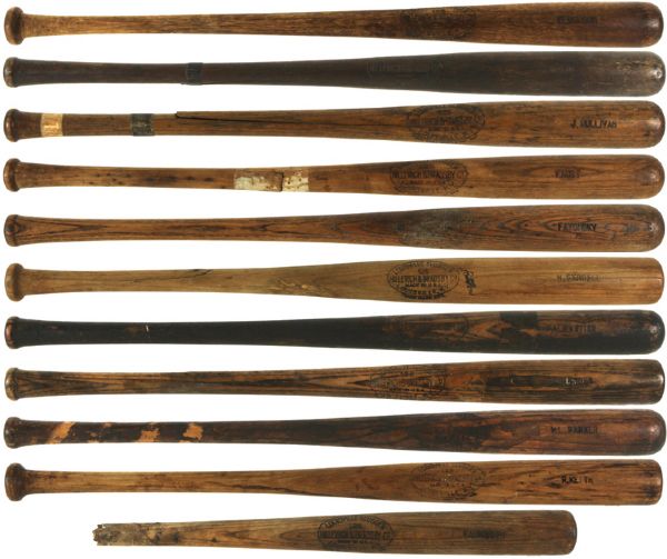 1917-30 H&B Louisville Slugger Professional Model Side Written Game Used Bat Lot (11)  Recognized Minor Leagues  (MEARS Auction LOA)