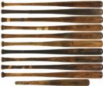 1917-30 H&B Louisville Slugger Professional Model Side Written Game Used Bat Lot (11)  Recognized Minor Leagues  (MEARS Auction LOA)