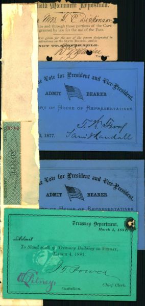 1877-81 Political Admission Passes - Lot of 4