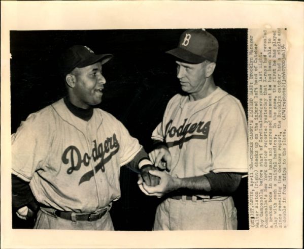 1954 Roy Campanella Walter Alston Brooklyn Dodgers "The Sporting News Collection Archives" Original 8" x 10" Photo (Sporting News Collection Hologram/MEARS Photo LOA)