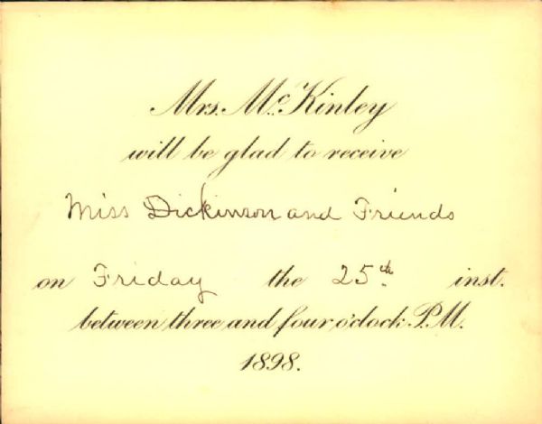 1898 Ida Saxton McKinley (First Lady) Invitation 