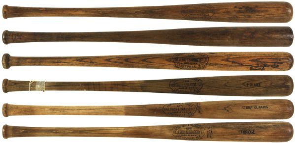 1917-30 H&B Louisville Slugger Professional Model Side Written Game Used Bat Lot (6)  Minor Leagues  (MEARS Auction LOA)