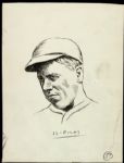 1908 Patsy ORourke St. Louis Cardinals "The Sporting News Collection Archives" Original Illustration Artwork (Sporting News Collection Hologram/MEARS LOA) Unique, 1:1