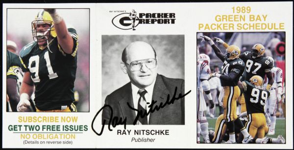 1989 Ray Nitschke Green Bay Packers Signed Schedule - JSA 