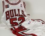 2008-09 Brad Miller Chicago Bulls Game Worn Home Jersey, Pants, and Warmup Set With Rare Johnny Kerr & Norm Van Lier Memorial Patch (MEARS Auction LOA)