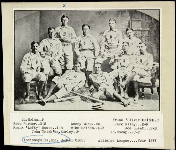 1877 Indianapolis Hoosiers Alliance League "The Sporting News Collection Archives" Original Photo (Sporting News Collection Hologram/MEARS Photo LOA)