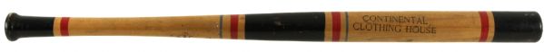 1880s Advertising Striped Baseball Bat - Continental Clothing House - Near Pristine Condition 