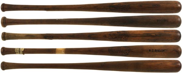 1920s H&B Louisville Slugger Side Written Professional Model Game Used Bat Lot of (5) - (MEARS Auction LOA)