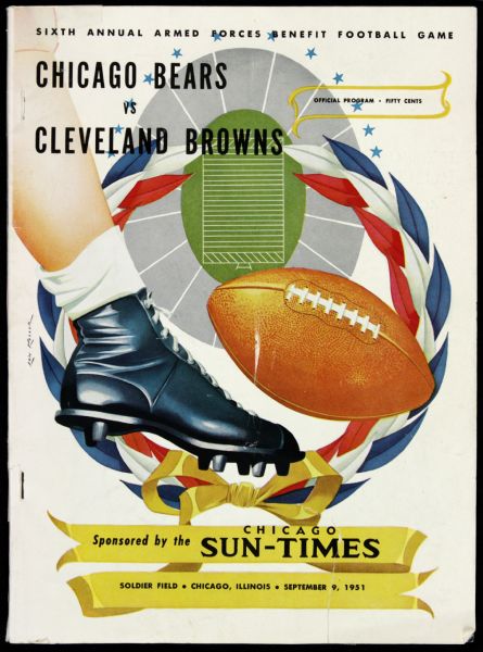 1951 Chicago Bears vs. Cleveland Browns Arms Forces Benefit Football Game Program