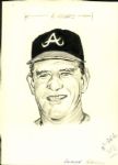 1946-72 Boston / Milwaukee / Atlanta Braves The Sporting News Collection Archives Original Illustration Artwork (Sporting News Collection Hologram/MEARS LOA) Unique, 1:1 - Lot of 9