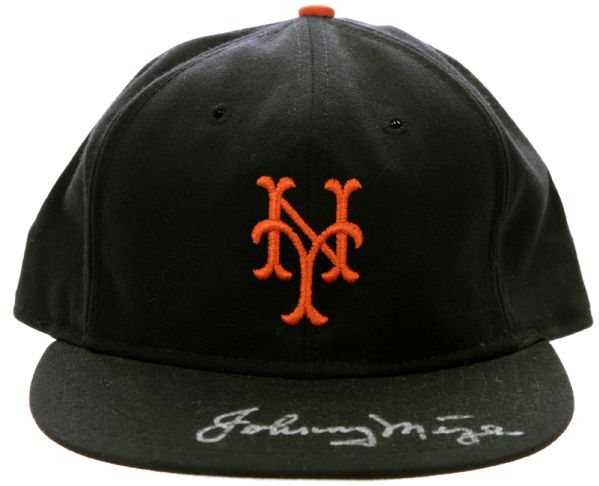 New York Giants Team Signed Cap With Johnny Mize Signature Hoyt Wilhelm Bobby Thomson - MEARS LOA 