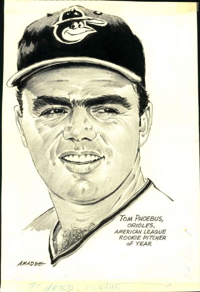 1954-65 Tom Phoebus Jim Dykes Billy Hitchcock Baltimore Orioles "TSN Collection Archives" Original Illustration Artwork (TSN Collection Hologram/MEARS LOA) Unique, 1:1 - Lot of 10