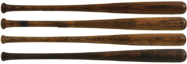 1920s H&B Louisville Slugger Side Written Professional Model Game Used Bat Lot of (4) - (MEARS Auction LOA)