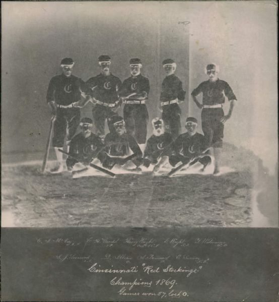 1869 Cincinnati Red Stockings Printed Negative "The Sporting News Collection Archives" 1940s Print (Sporting News Collection Hologram/MEARS Photo LOA)