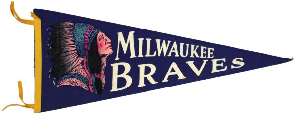 1953 Inaugural Season Milwaukee Braves Full Size Pennant - Early Style 