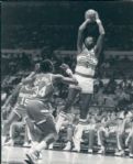 1988 Moses Malone Washington Bullets & Hakeem Olajuwon Houston Rockets "TSN Collection Archives" Original Type 1 8" x 10" Photo (Sporting News Collection Hologram/MEARS Type 1 Photo LOA)