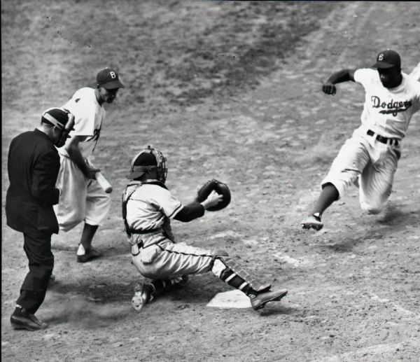 1947-51 Jackie Robinson Pee Wee Reese Brooklyn Dodgers "The Sporting News" Original 3.5" x 4" Black And White Negative (The Sporting News Collection/MEARS Auction LOA) 