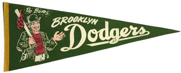 1950s Brooklyn Dodgers Dem Bums Full Size Pennant 