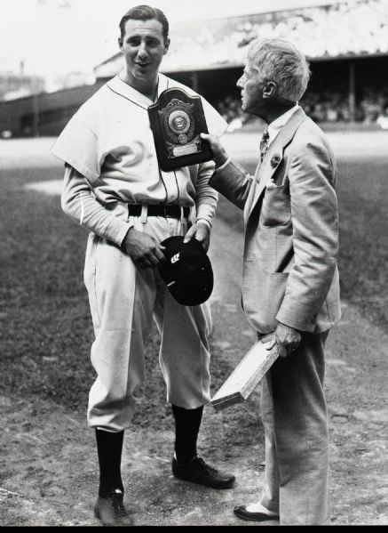 1936 Hank Greenberg Judge Kenesaw Mountain Landis "The Sporting News" Original 3" x 4.25" Black And White Negative (The Sporting News Collection/MEARS Auction LOA) 
