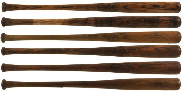 1920-30s  H&B Louisville Slugger Side Written Professional Model Game Used Bat Lot of (6) - (MEARS Auction LOA)