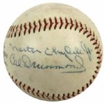 1966 World Series Umpires Signed ONL (Giles) Baseball With Nestor Chylak - JSA 