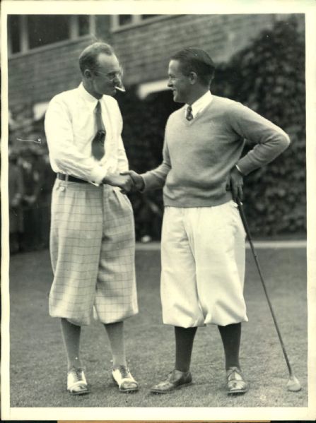 1928 Bobby Jones and Phil Perkins in Amateur Golf Meet "The Sporting News Collection Archives" Original 6" x 8" Photo (Sporting News Collection Hologram/MEARS Photo LOA)