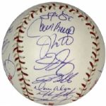 2004 National League All-Star Team Signed Baseball w/ MLB Hologram & Full JSA Letter Pujols Bonds Clemens