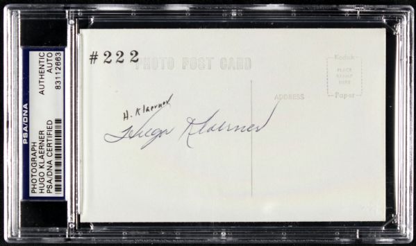 1934 Hugo Klaerner Chicago White Sox Signed Postcard - PSA Encapsulated