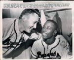 1958 Hank Aaron Don McMahon Milwaukee Braves "The Sporting News Collection Archives" Original Photo (Sporting News Collection Hologram/MEARS Photo LOA)