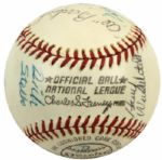 1970s Umpire Signed ONL (Feeney) Baseball With Al Barlick John McSherry & Dick Stello - JSA 