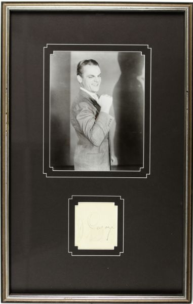 James Cagney Signed Cut Display - JSA 