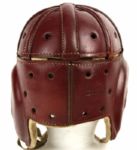 1920s Factory Red Wilson Leather Football Helmet - Rare Style 