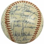 1967 Cincinnati Reds Team Signed Baseball w/ 33 Sigs. Incl.  Perez