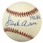 1994-2000 Hank Aaron Milwaukee Braves Single Signed Baseball With 755 Inscription - JSA