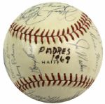 1969 San Diego Padres Team Signed Baseball Incl. 24 Sigs. With Sparky Anderson & Joe Niekro First Year of Padres - JSA 