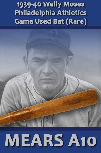 1939-40 Wally Moses Side Written H&B Louisville Slugger Professional Model Game Used Bat - Philadelphia As - 1946 Red Sox -   (MEARS A10)