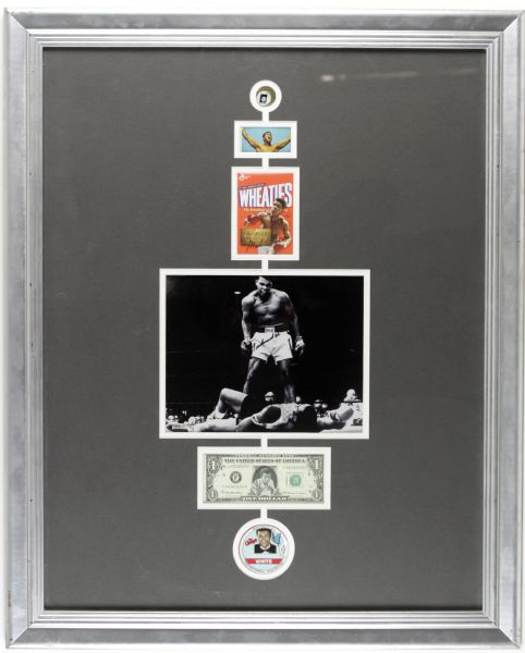 1990s Muhammad Ali Signed Photo Display With Dollar Bill Pin - With JSA Full Letter