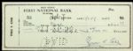 1958 Ty Cobb Detroit Tigers Signed Check Made Out to Cash - JSA Full Letter