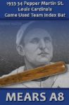 1933-34 Pepper Martin H&B Louisville Slugger Professional Model Team Index Bat - St. Louis Cardinals Gas House Gang (MEARS A8)