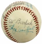 1970s Umpire Signed ONL (Feeney) Baseball With Al Barlick John McSherry & Dick Stello - JSA 