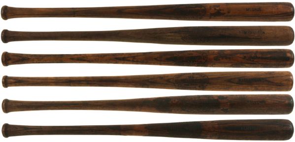 1920s H&B Louisville Slugger Side Written Professional Model Game Used Bat Lot of (6) - (MEARS Auction LOA)