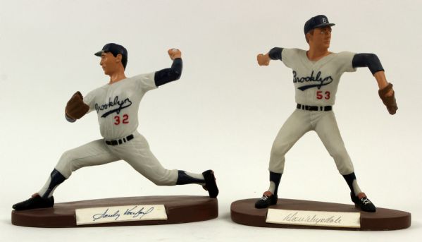 1980s-90s Sandy Koufax & Don Drysdale Brooklyn Dodgers Signed Salvino Statue - Lot of 2 - JSA 