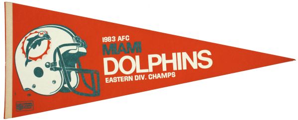 1983 Miami Dolphins Eastern Division Champs Full Size Pennant 