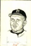 1939-59 St. Louis Browns St. Louis Cardinals The Sporting News Collection Archives Original Illustration Artwork (Sporting News Collection Hologram/MEARS LOA) Unique, 1:1 - Lot of 6