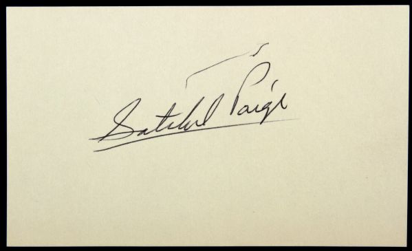 1970s Near Mint Satchel Paige St. Louis Browns Signed Index Card - JSA