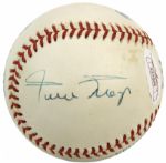 1984-90 Willie, Mickey & the Duke - Mickey Mantle New York Yankees Duke Snider Dodgers & Willie Mays Giants Signed OAL (Brown) Baseball - JSA Full Letter