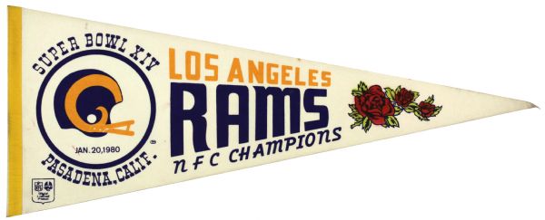 1980 Los Angeles Rams NFC Champions Super Bowl XIV Full Size Pennant 
