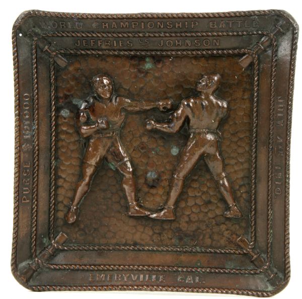 1910 Jack Johnson vs. Jim Jeffries Fight of the Century Ashtray Dated July 4, 1910 Historic Fight